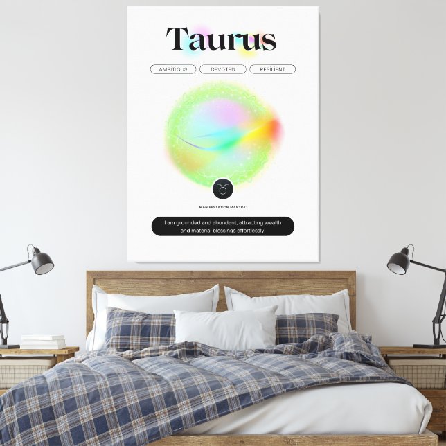 Modern Zodiac Sign Taurus Quote Earth Element (Insitu(Bedroom))