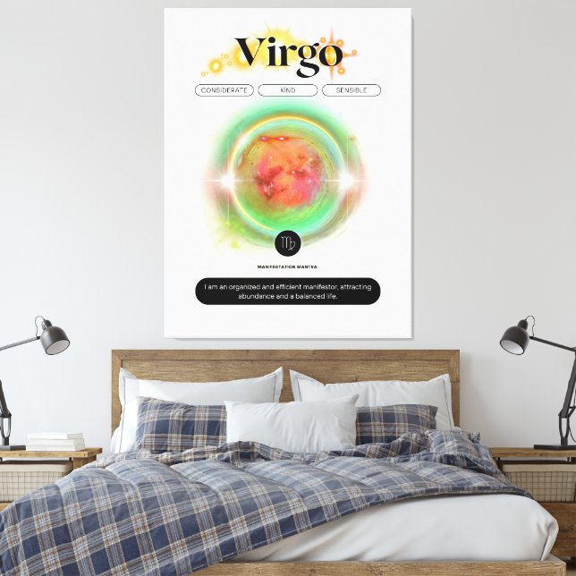 Modern Zodiac Sign Virgo Quote Earth Element (Insitu(Bedroom))
