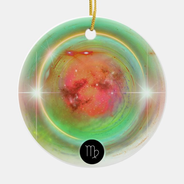 Modern Zodiac Sign Virgo Quote Earth Element Ceramic Ornament (Front)