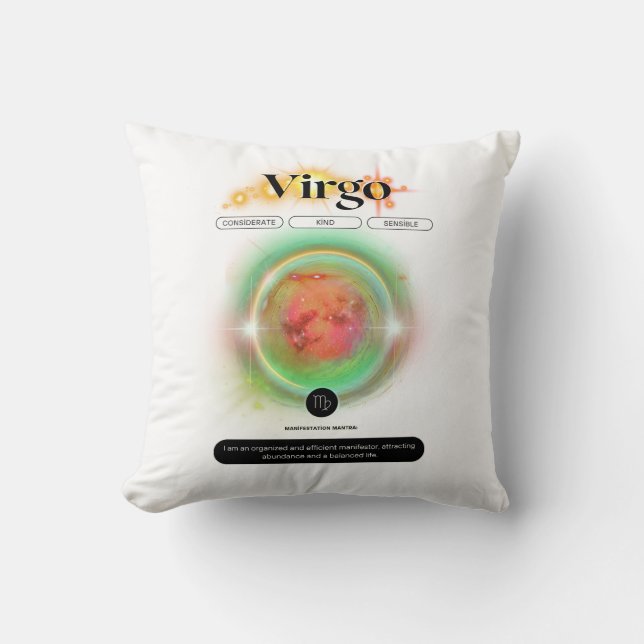 Modern Zodiac Sign Virgo Quote Earth Element Throw Pillow (Front)