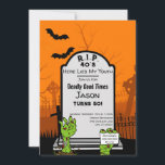 Modern Zombie Horror Themed 50th Birthday Party Invitation<br><div class="desc">Bid farewell to your 40s and embrace the next chapter with our *Modern Graveyard Zombie 50th Birthday Party Invitation*! Perfect for fans of the spooky and gothic, this haunting invitation features a gray tombstone with eerie zombie hands reaching from the grave. The gravestone’s chilling inscription reads, *“R.I.P. 40s: Here Lies...</div>