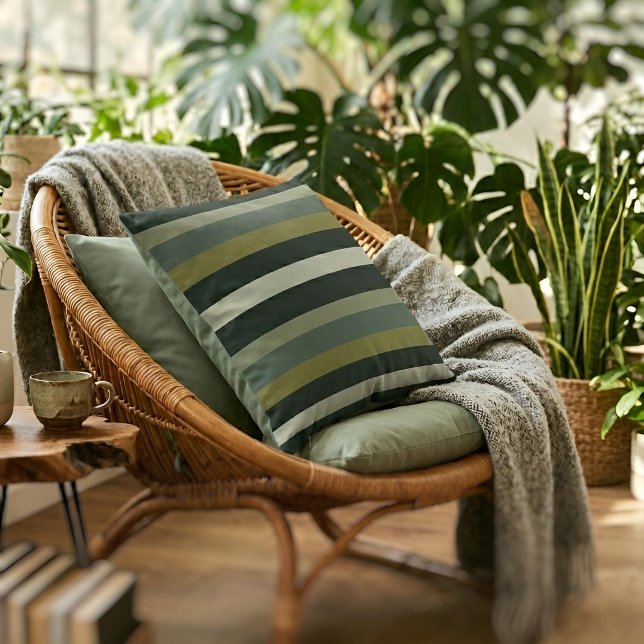 Moderna Linear | Aged Sage & Winter Moss Throw Pillow (Lifestyle Shot)