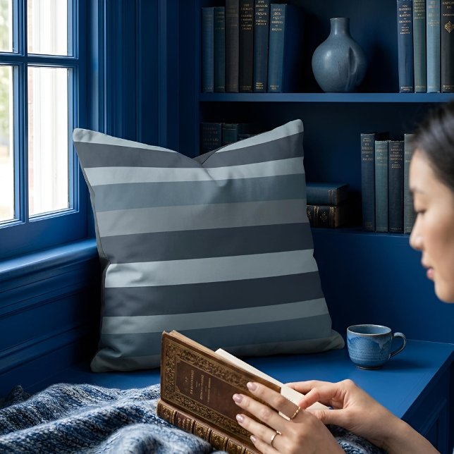 Moderna Linear | Slate & Nordic Sea Throw Pillow (Lifestyle Shot)