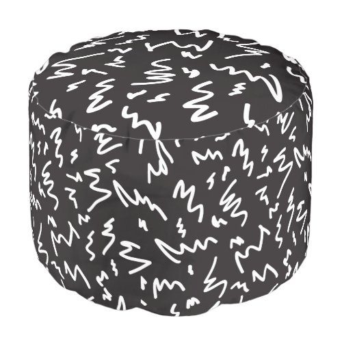 ModernBlack and White Stripes Pattern Pouf