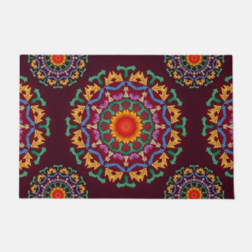 moderne chic arrows recycle floral mandala tile  doormat