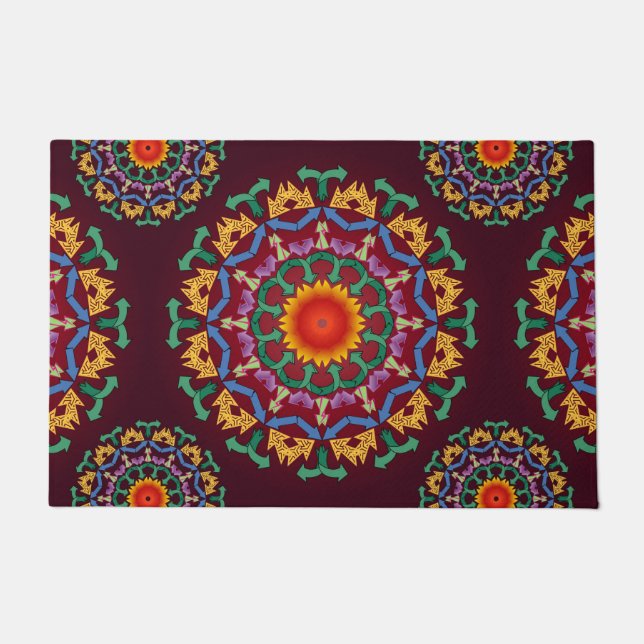 moderne chic arrows recycle floral mandala tile  doormat (Front)