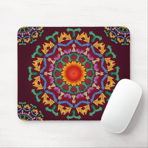 moderne chic arrows recycle floral mandala tile  mouse pad
