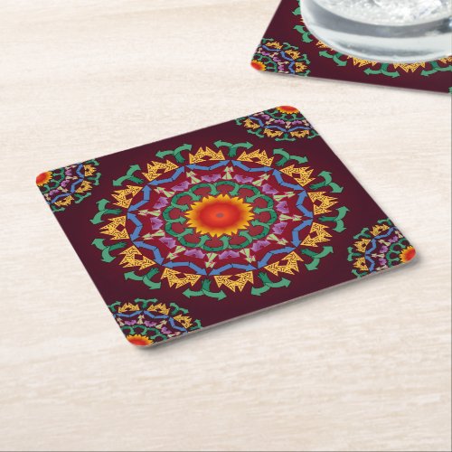 moderne chic arrows recycle floral mandala tile  square paper coaster