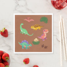 Moderne Dinosaurus Servetten – T-Rex & Vrienden - 
