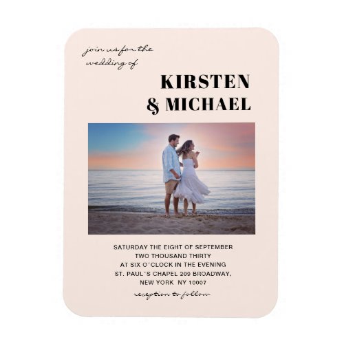 Moderne Foto Hochzeitskarte  Einladung Magnet