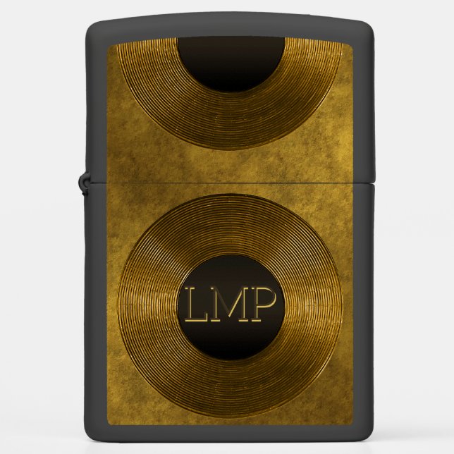 Moderne Geometric Bronze on Black - Monogrammed Zippo Lighter (Front)