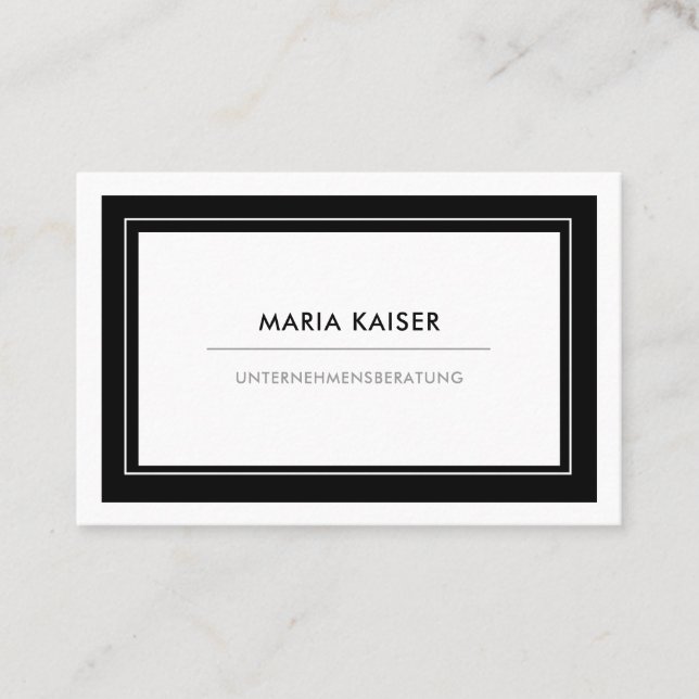 Moderne Minimal Visitenkarte in Schwarz Business Card (Front)