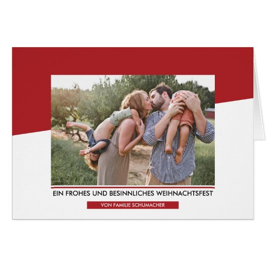 Moderne rote Weihnachtsfoto-Gruß Cards (Front Horizontal)