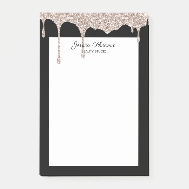 Moderner Glamour Beige Gold Schwarz Glitter Post-it Notes (Front)