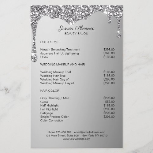 Moderner Glamour Silver Glitzer sinkt Flyer