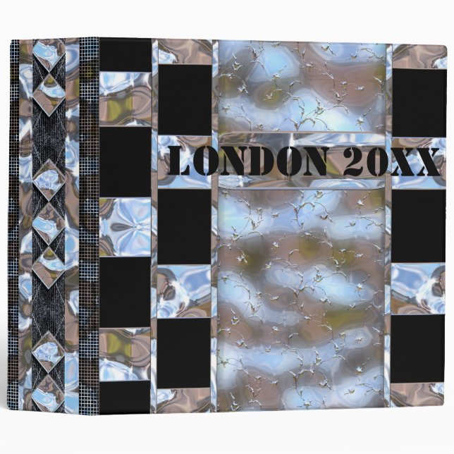 Modernes Beautiful Monogram 3 Ring Binder (Front/Spine)