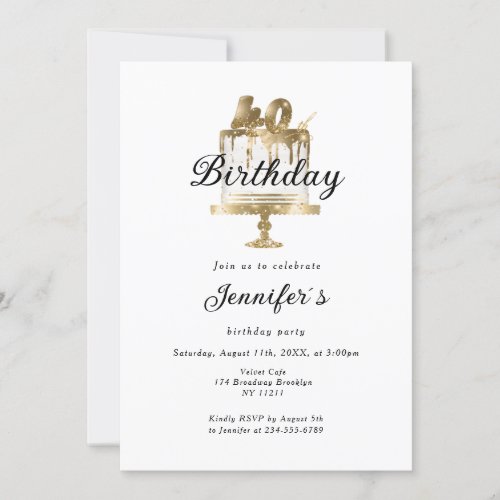 Modernes elegantes 40 Einladung zum Geburtstag Invitation