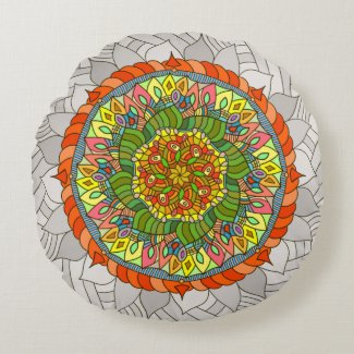 Modernism Mandala in Yellow, Green and Red  Cerami