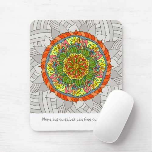 Modernism Mandala in Yellow Green and Red Mouse P Mouse Pad