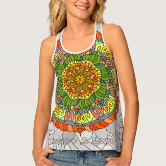 Modernism Mandala in Yellow, Green and Red Tank To