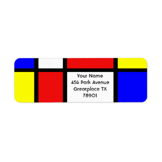 Modernism Red Blue Yellow White Abstract Primary Label
