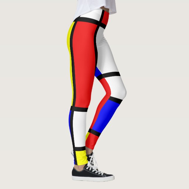 Modernism Red Blue Yellow White Abstract Primary Leggings (Right)