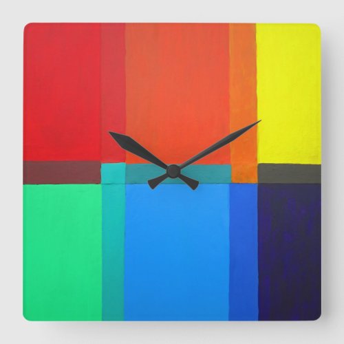 Modernist Abstract Art Colour Grid Square Wall Clock