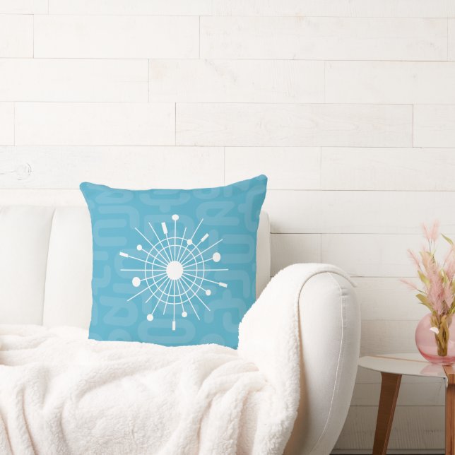 Modernist Atomic Snowflake Cool Yule Christmas MOD Throw Pillow (Couch)