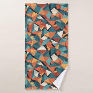 Modernist Facets Large Prism Orange Teal Bath Towel