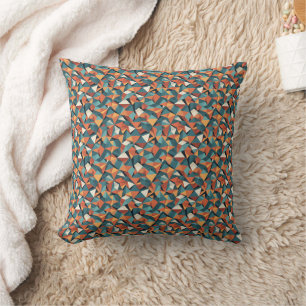 Modernist Facets Micro Prism Orange Teal Throw Pillow