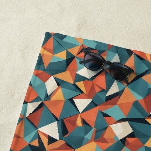 Modernist Facets   Prism Orange Teal Beach Towel