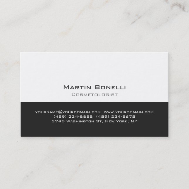 Modernist Grey White Minimalist Business Card (Front)