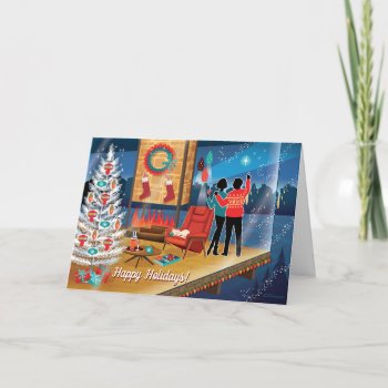 Modernist House Retro Christmas Cards by DianeDempseyStudio at Zazzle