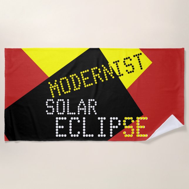 Modernist Solar Eclipse Funny customizable Beach Towel (Front)