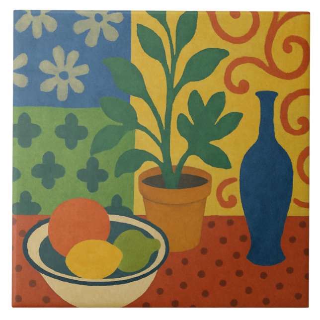 Modernist Still Life with Fruit Painting Ceramic Tile (Front)