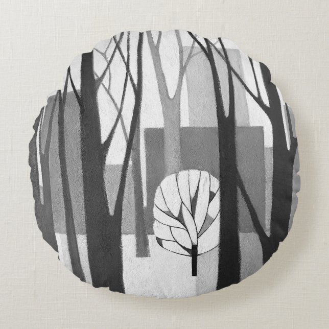 Modernist Urban Winter Round Cushion (Front)