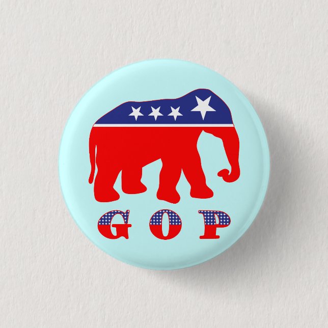 Modernized GOP Elephant Pinback Button (Front)