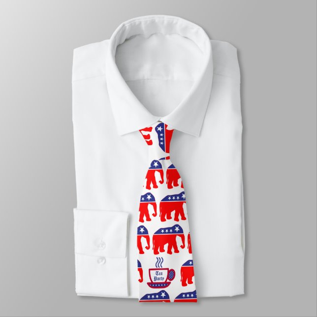 Modernized GOP Elephant & Tea Party Tie (Tied)