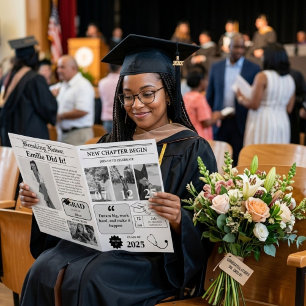 ModernMinimalist College Graduation Newspaper  Invitation