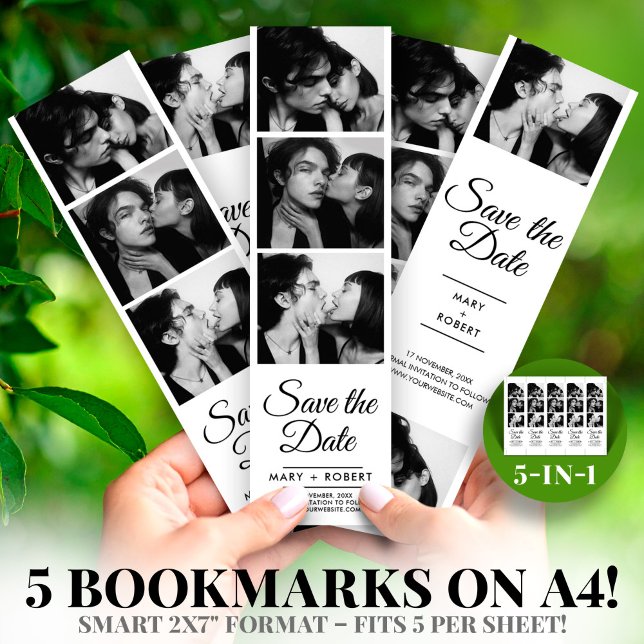 ModernPhoto Booth 2x7" Save the Date Wedding Strip (Photo Booth 2x7" Save the Date Wedding Strip )