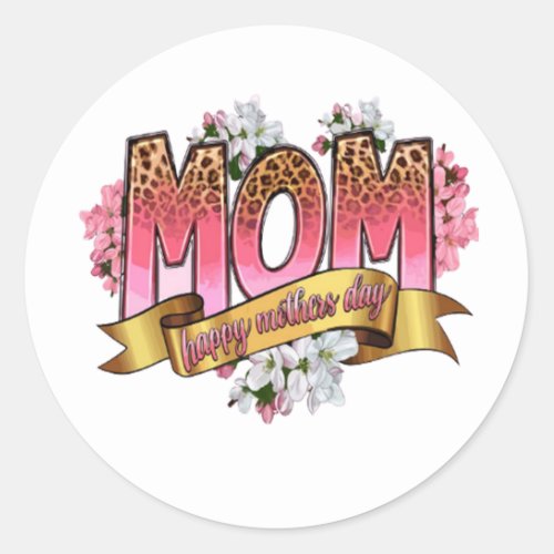 modernpinksupercuteama mom classic round sticker