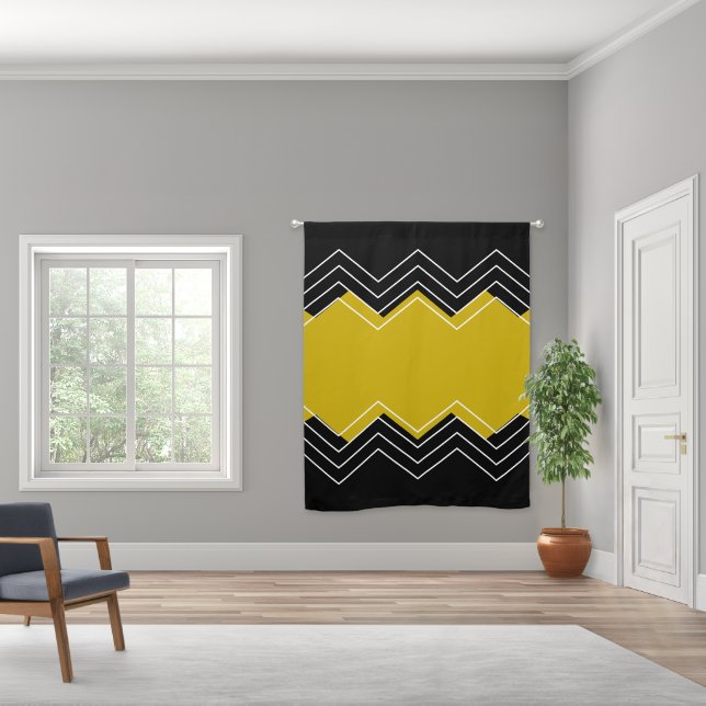 Moderns black and mustard chevron Winter Blackout Curtains (Wide)