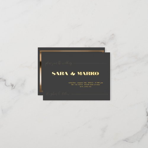 ModernTypography  Minimalist Wedding  Foil Invitation