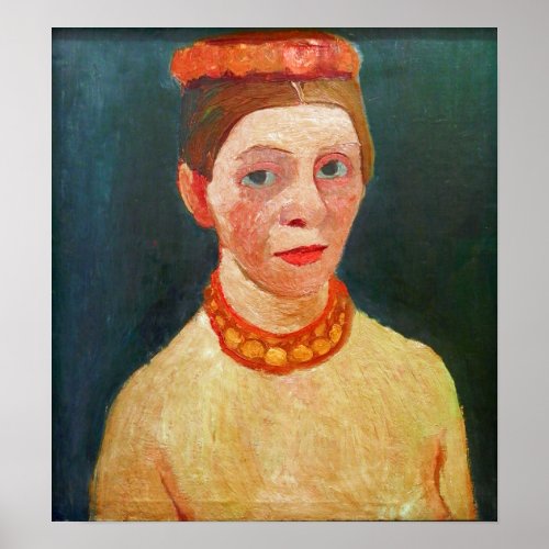 Modersohn_Becker _ Self Portrait With Red  Poster