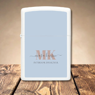 Modert Mocha Mousse Monogram Dusty Blue Zippo Lighter