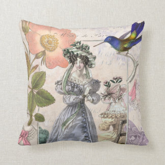 Modes de Paris Biedermeier Ladies in Hats Throw Pillow