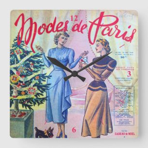 Modes De Paris. Square Wall Clock