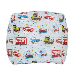 Modes of Transport Pattern Kids Pouf