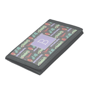 Modes of Transport Travel Icons Monogram Tri-fold Wallet
