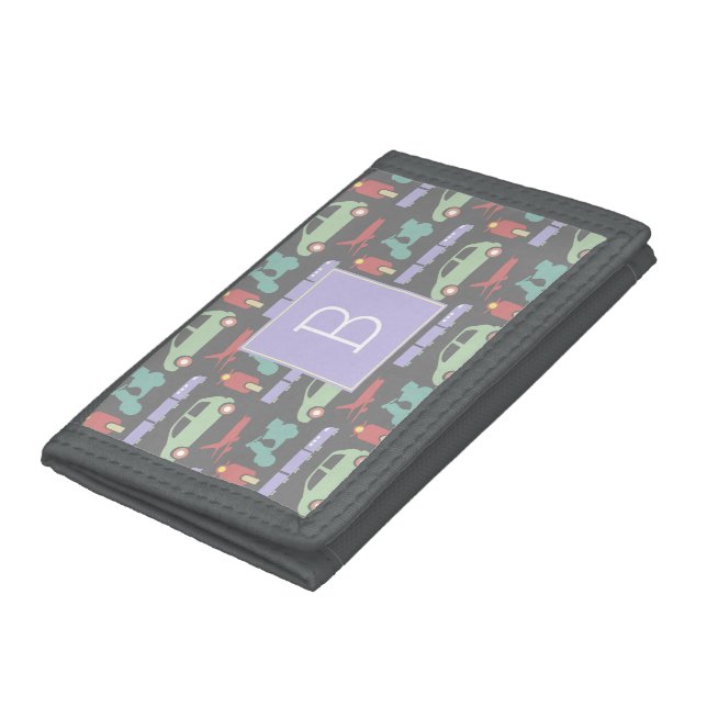 Modes of Transport Travel Icons Monogram Trifold Wallet (Bottom)